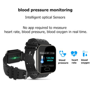 Rankman Smart Watch Band Bood Pressure Heart Rate Monitor Fitness Steps Tracker Remove Camera Message Push Smartwatch Bracelet - virtualdronestore.com