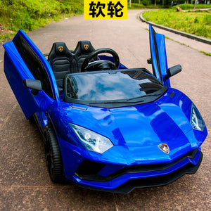 Children's electric car four wheeled double car with remote control baby car 1-3 toys 4-5 years old can seat two people. - virtualdronestore.com