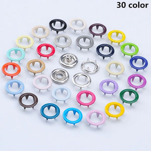 100 Sets 10 Mix Colors 9.5mm Metal Prong Snap Buttons Fasteners Studs Poppers - virtualdronestore.com