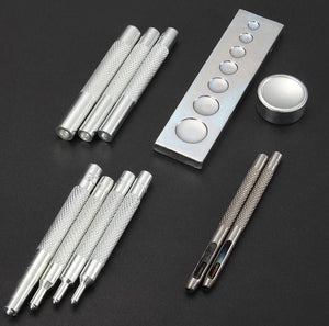 11PCS Metal Leather Craft Tool Die Hole Punch Button Snap Fastener Installation - virtualdronestore.com