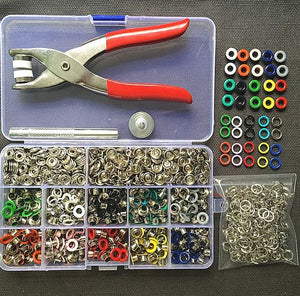 1pc Plier 1set Eyelets Tool 100sets 10 Colors 9.5mm Prong Snap Buttons Fasteners - virtualdronestore.com