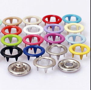 100 Sets 10 Mix Colors 9.5mm Metal Prong Snap Buttons Fasteners Studs Poppers - virtualdronestore.com