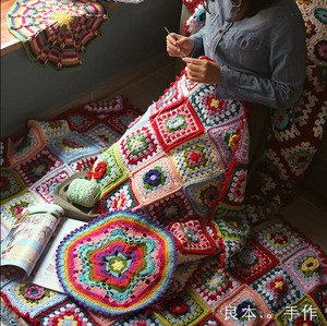 hot sale DIY Craft pattern blanket sofa Home Hand hooked fashion crochet blanket cushion pastoral style wedding gift 95*60cm - virtualdronestore.com