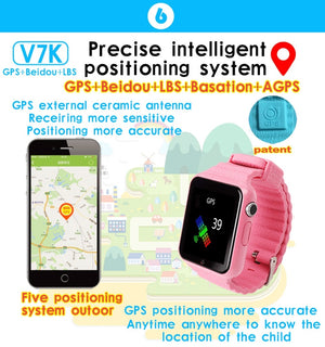 New Fashion V7K GPS Bluetooth Smart Watch for Kids Boy Girl Apple Android Phone Support SIM /TF Dial Call and Push - virtualdronestore.com