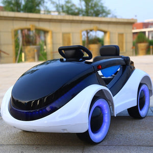 Special price Dual drive Infant children electric car four-wheel remote control car can sit people swing baby stroller toy car - virtualdronestore.com