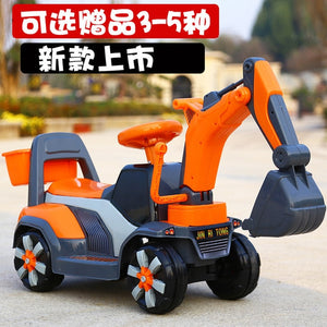 Children Toy Car Construction Excavator Four Wheels Electric Car with Music Kids Ride on Toys Plastic Ride on Cars for Children - virtualdronestore.com