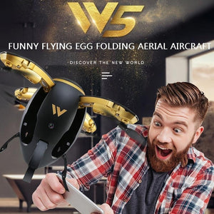 WIFI FPV Foldable RC Quadcopter Selfie Drone Flying Egg Drone W5 2.4GHz 0.3MP Camera 4 Channel Altitude Hold Drones Xmas Gifts - virtualdronestore.com