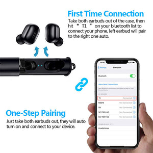 Mini T1 TWS V5.0 Bluetooth Earphone 3D True Wireless Stereo Earbuds With Mic Portable HiFi Deep Bass Sound Cordless Dual Headset - virtualdronestore.com